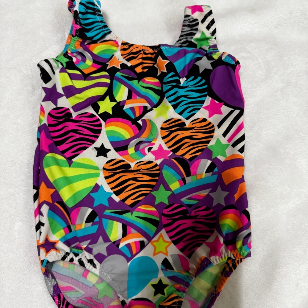 Colorful Heart Patterned gymnastics leotard